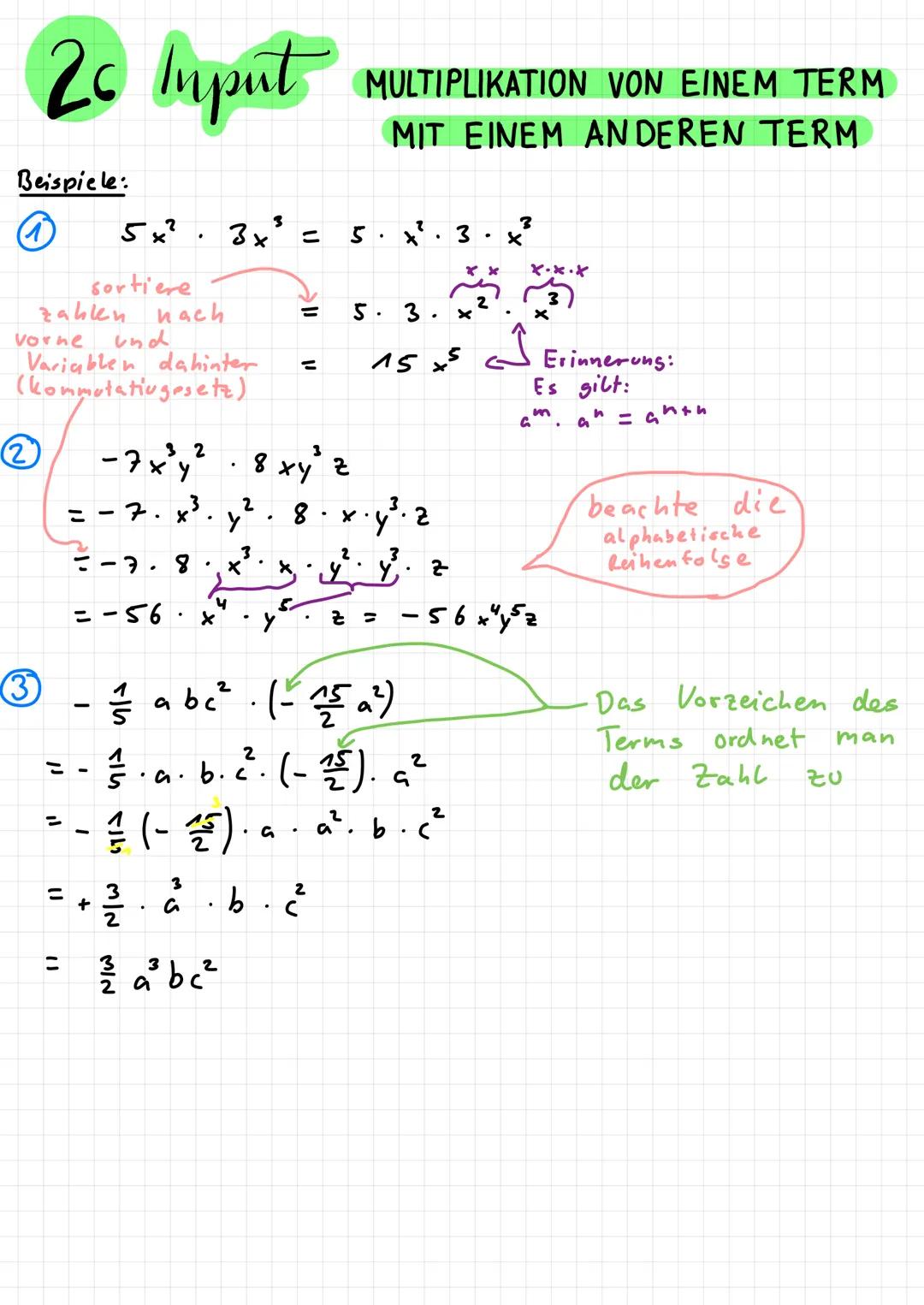 1. Terme durch Addition und Subtraktion
vereinfachen
1a Input
EINFACHE ENDUNGEN
Terme durch Addition & Subtraktion vereinfachen Leinfache Te