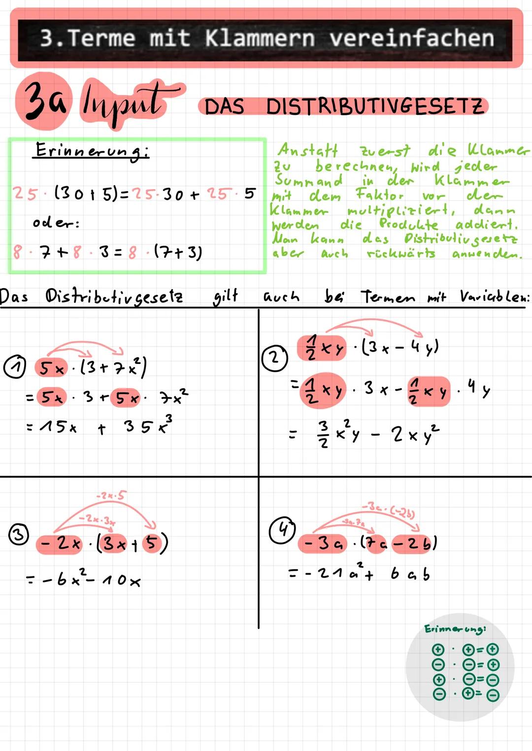1. Terme durch Addition und Subtraktion
vereinfachen
1a Input
EINFACHE ENDUNGEN
Terme durch Addition & Subtraktion vereinfachen Leinfache Te