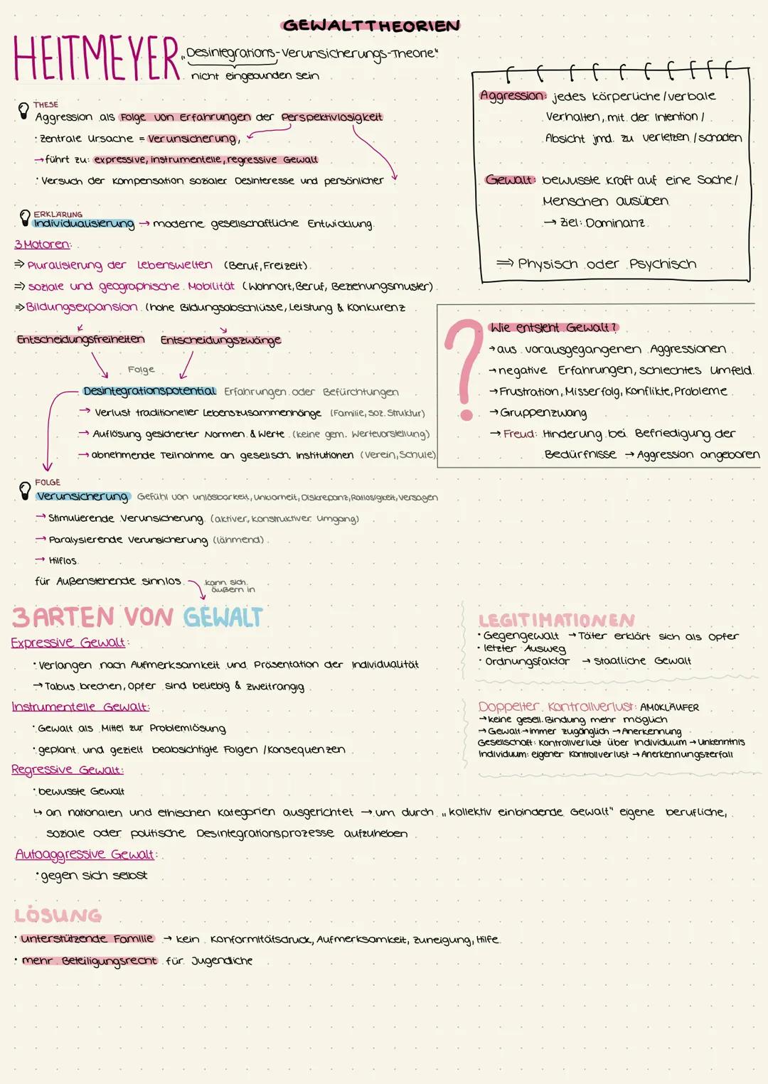 # GEWALTTHEORIEN
HEITMEYER
THESE
„Desintegrations-verunsicherungs-Theone!
nicht eingebunden sein
Aggression als Folge von Erfahrungen de