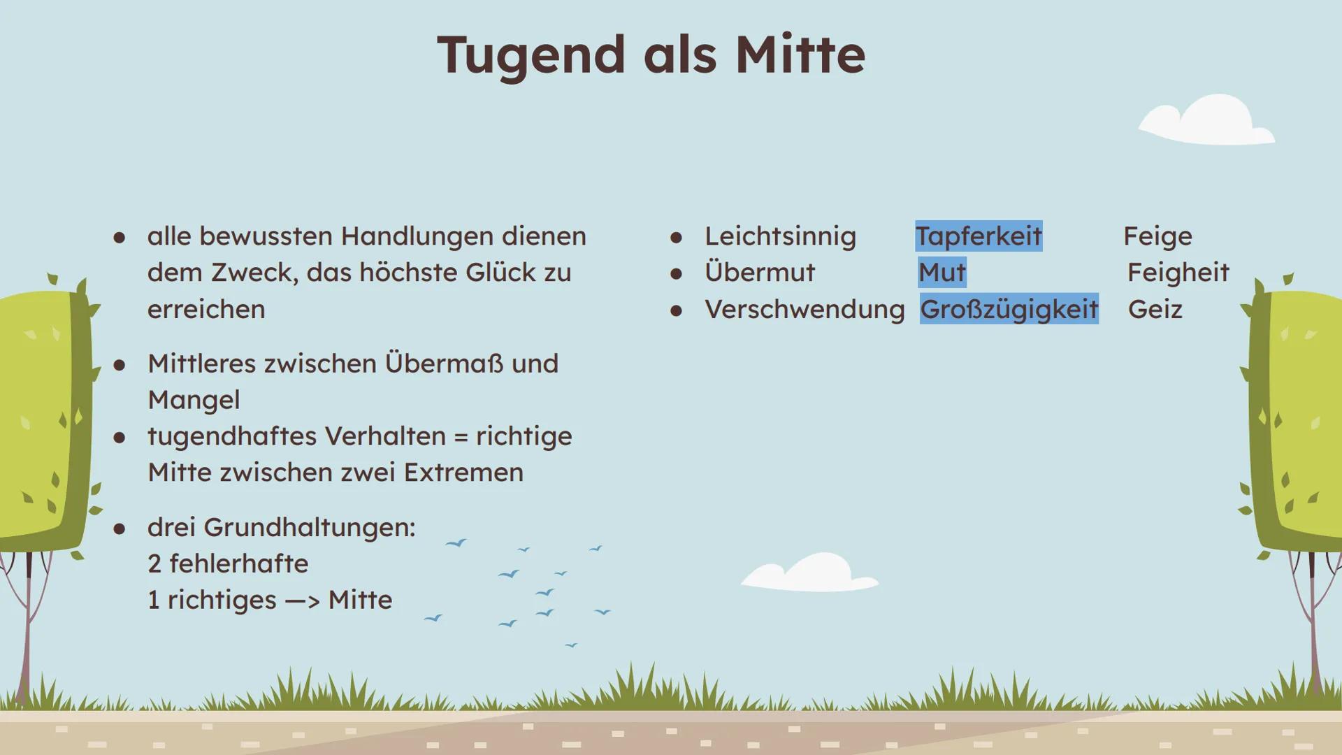 # Aristoteles:
Tugendethik Gliederung
01
Definition
Was bedeutet Tugend?
02
Aristoteles'
Tugendethik
Tugend als Mitte
04
Kritik
05
Quelle
