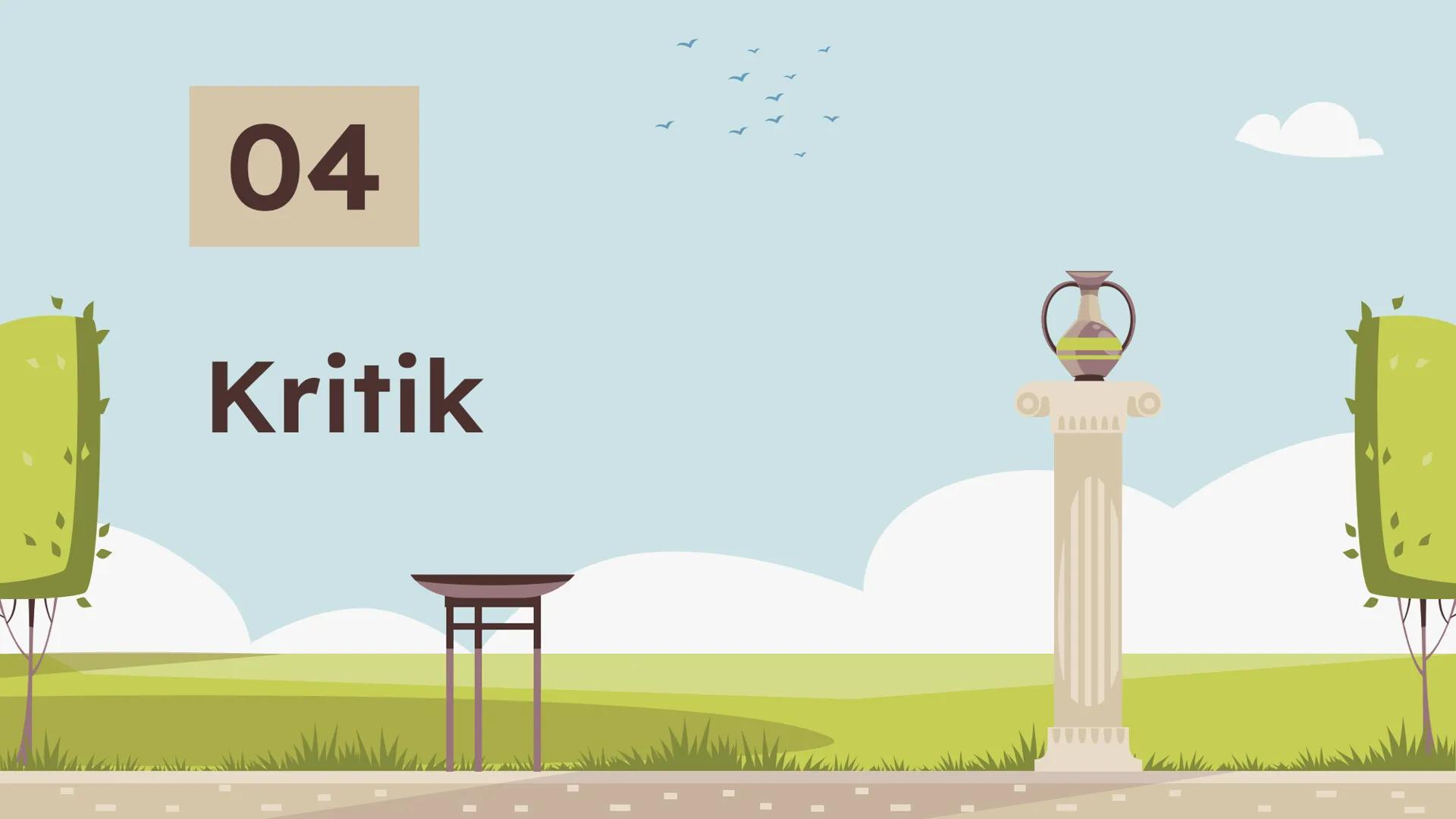 # Aristoteles:
Tugendethik Gliederung
01
Definition
Was bedeutet Tugend?
02
Aristoteles'
Tugendethik
Tugend als Mitte
04
Kritik
05
Quelle