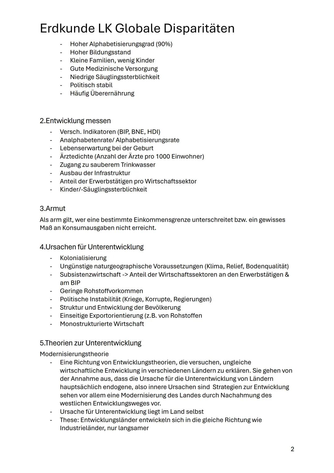 # Erdkunde LK Globale Disparitäten
1.Mermale der Entwicklungsstände
Entwicklungsland:
Ein Land, welches im Vergleich zu einem Industriela