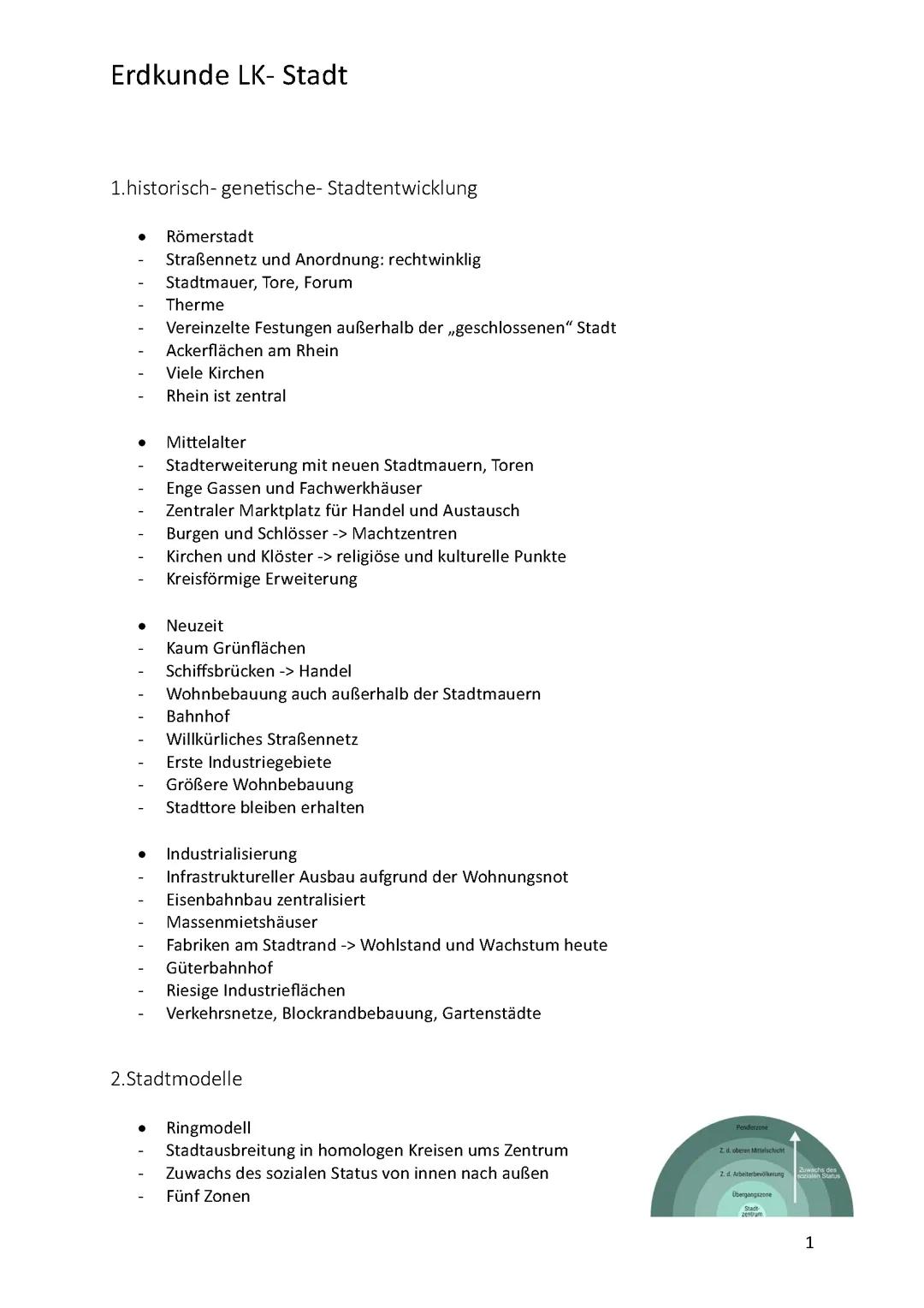 Lernzettel Erdkunde LK Stadt