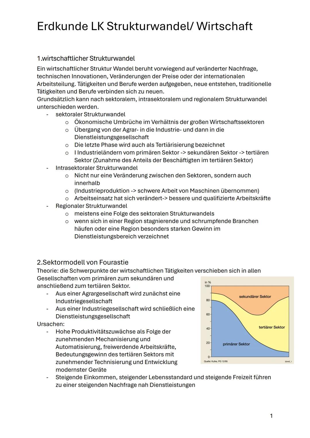 Erdkunde LK Strukturwandel/ Wirtschaft
1.wirtschaftlicher Strukturwandel
Ein wirtschaftlicher Struktur Wandel beruht vorwiegend auf veränder