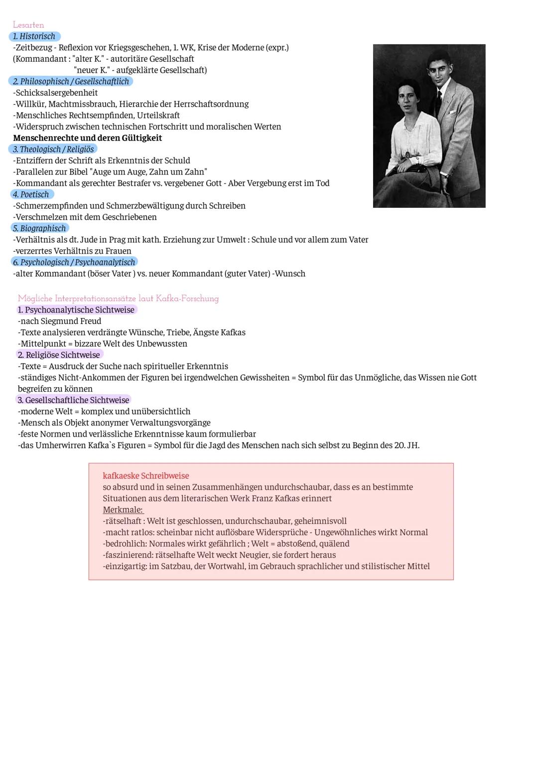 # Franz Kafka: In der Strafkolonie
1914/1919 (Erzählung)
Entstehungsgeschichte
-im Oktober 1914 während eines Arbeitsurlaubs am Roman "De