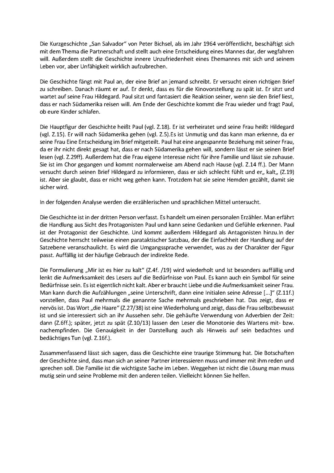 Interpretation Kurzgeschichte