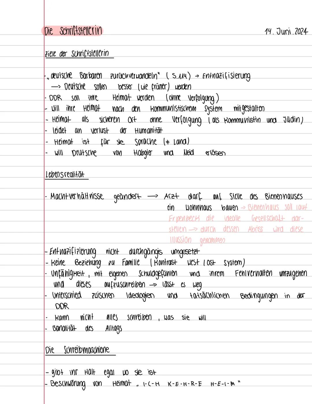 Die Schriftstellerin
Ziele der Schriftstellerin
-„, deutsche Barbaren zurück verwandeln" (S. 114) → Entnazifisierung
→ Deutsche sollen
DDR s
