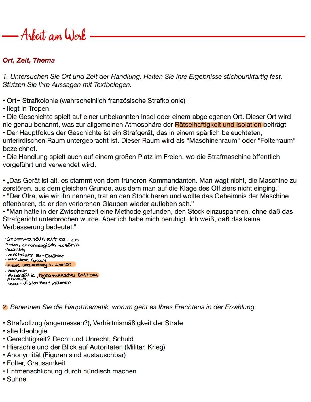 Aufgaben zum Buch
Sprachliche Gestaltung
• Kafka verwendet eine klare, präzise und knappe Sprache-> Direktheit seines Schreibstils
⚫ verwend
