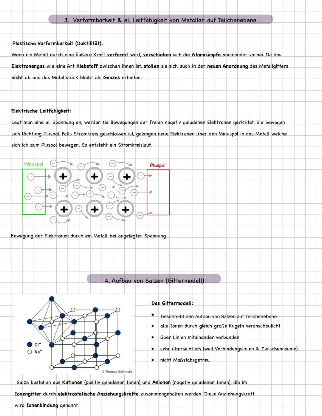 Themen:
• Eigenschaften von Metallen
METALLE & SALZE
•
Aufbau eines Metalls auf Teilchenebene
•
Verformbarkeit & el. Leitfähigkeit von Metal