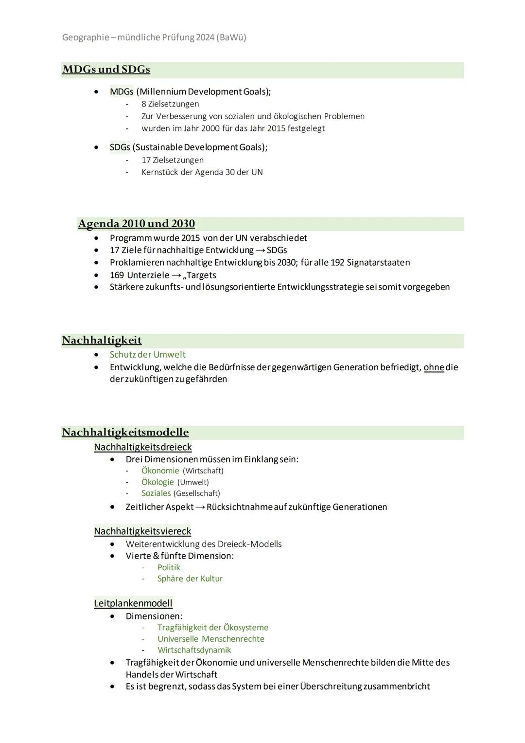 Geographie-mündliche Prüfung 2024 (BaWü)
Inhalt
System Erde und Nachhaltigkeit:
Sphären
Geofaktor Mensch
Geo-Engineering
Anthropozän
MDGs un