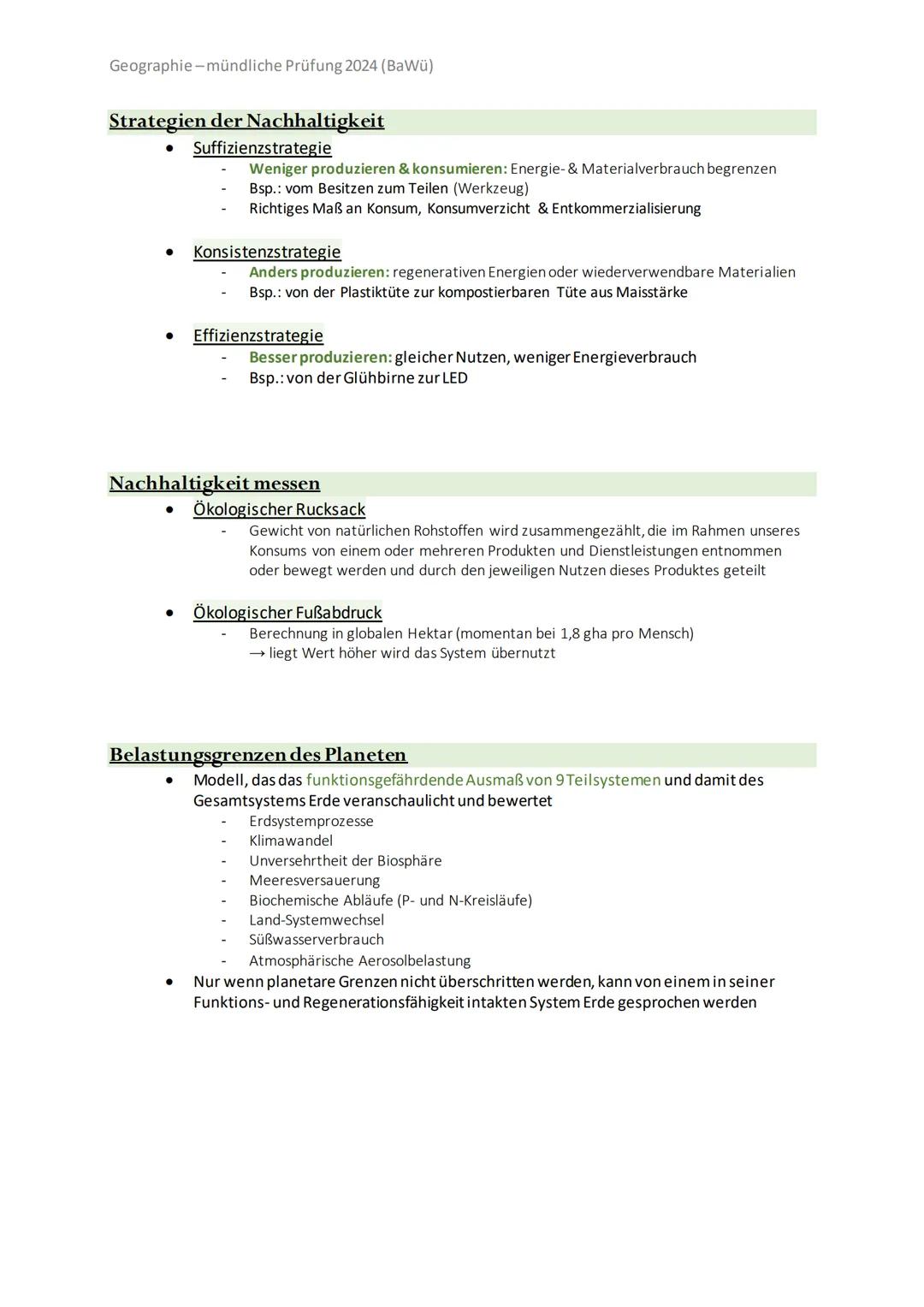 Geographie-mündliche Prüfung 2024 (BaWü)
Inhalt
System Erde und Nachhaltigkeit:
Sphären
Geofaktor Mensch
Geo-Engineering
Anthropozän
MDGs un
