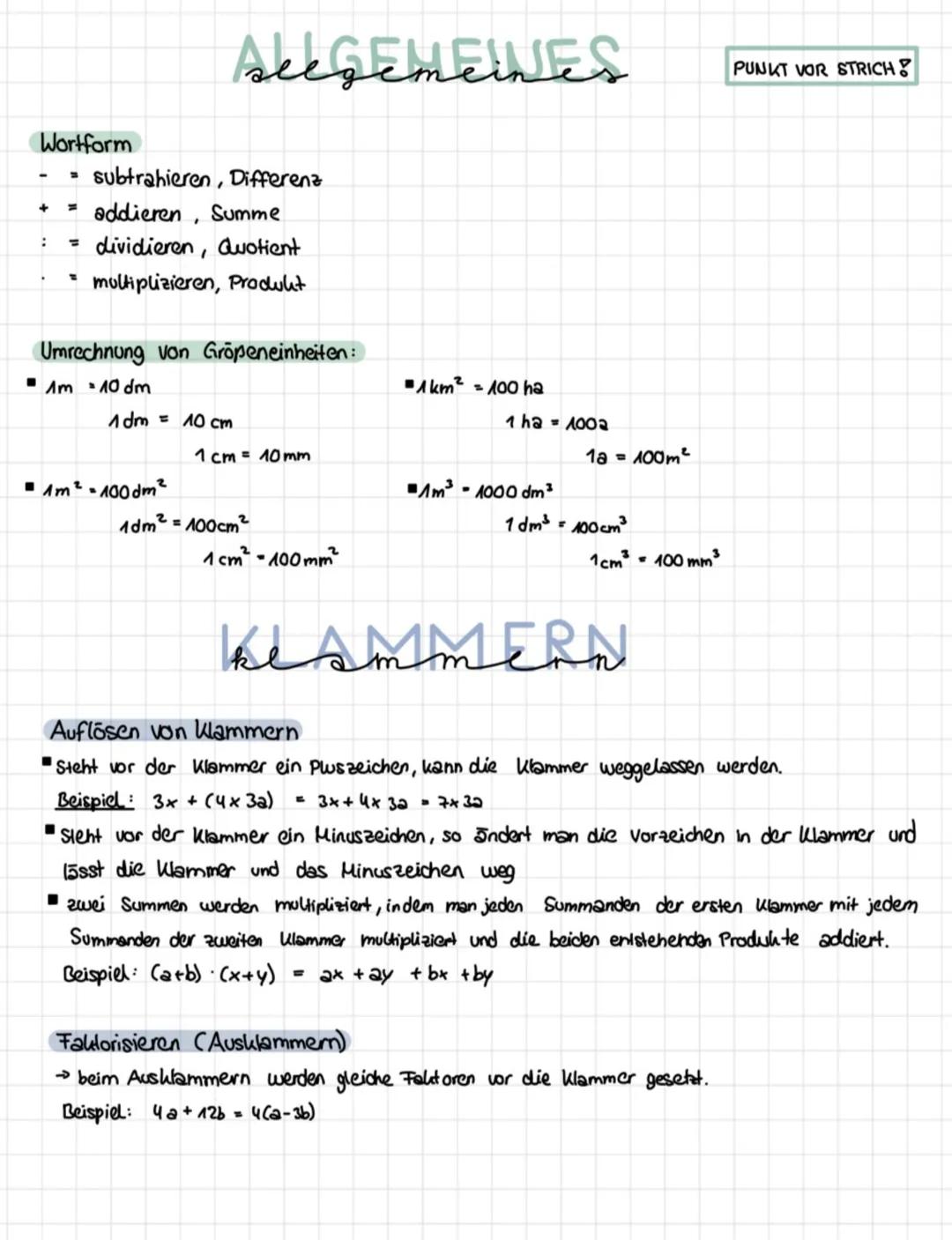 Mathe
Basics AllGEMEINES
седет
Wortform
=
+
=
subtrahieren, Differenz
addieren, Summe
= dividieren, Quotient
multiplizieren, Produkt
Umrechn