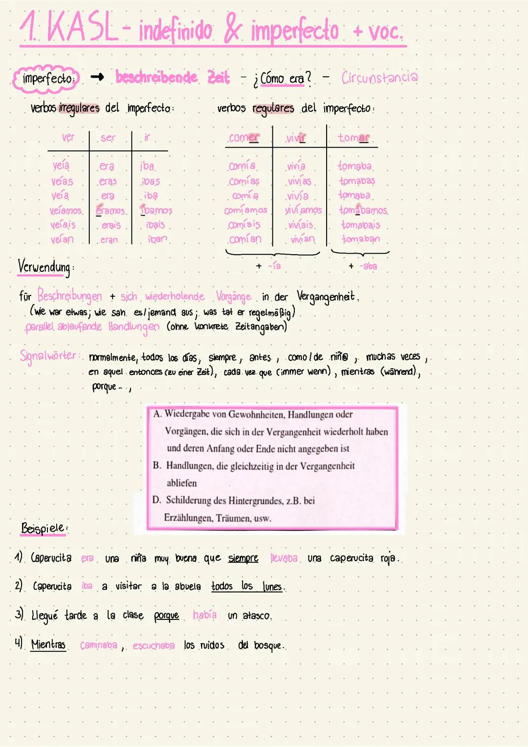 Imperfecto & Indefinido (Spanische Zeitformen)