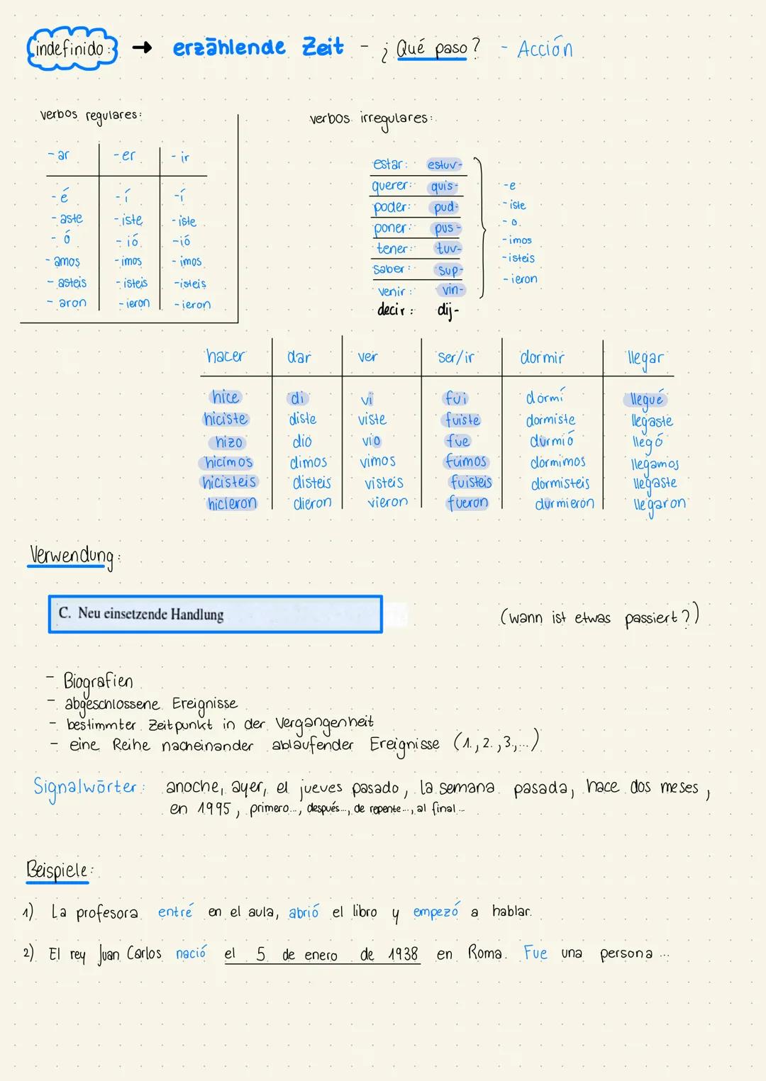 1 KASL-indefinido & imperfecto + voc.
imperfecto
beschreibende Zeit
¿Cómo era?
Circunstancia
verbos irregulares del imperfecto:
I verbos reg