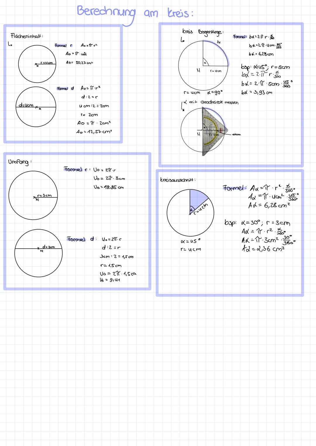# Berechnung am kreis:
Flächeninhalt:
L
Formel r $Ao = \pi \cdot r^2$
$Ao = \pi \cdot u^2$
$40= 50,27cm^2$
Formel d $Ao = \pi r^2$
d