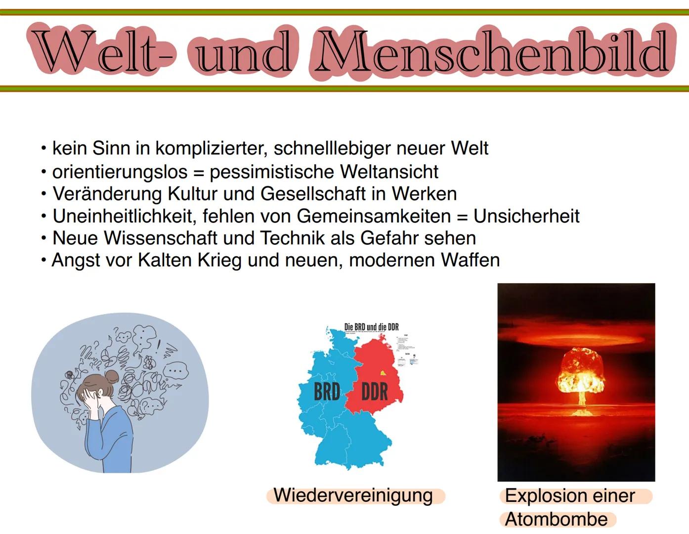 # Postmoderne
(Ab 1989) Gliederung
Definition
S.1
Historischer Hintergrund
5.2
Welt- und Menschenbild
S.3
Themen und Motive
5.4
Sprache
5.