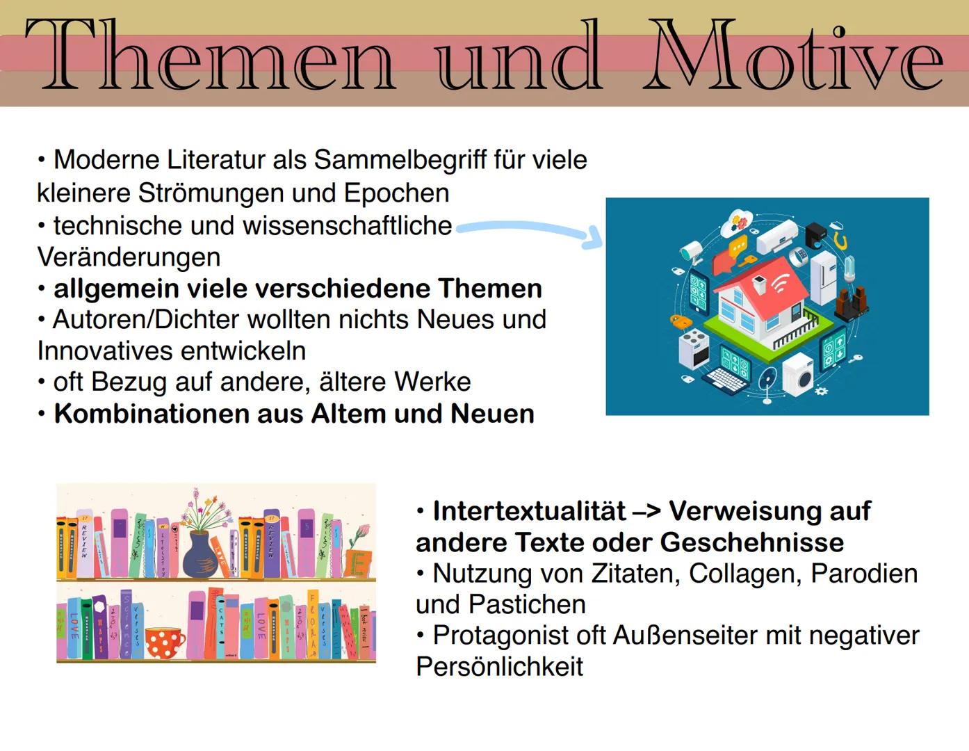 # Postmoderne
(Ab 1989) Gliederung
Definition
S.1
Historischer Hintergrund
5.2
Welt- und Menschenbild
S.3
Themen und Motive
5.4
Sprache
5.