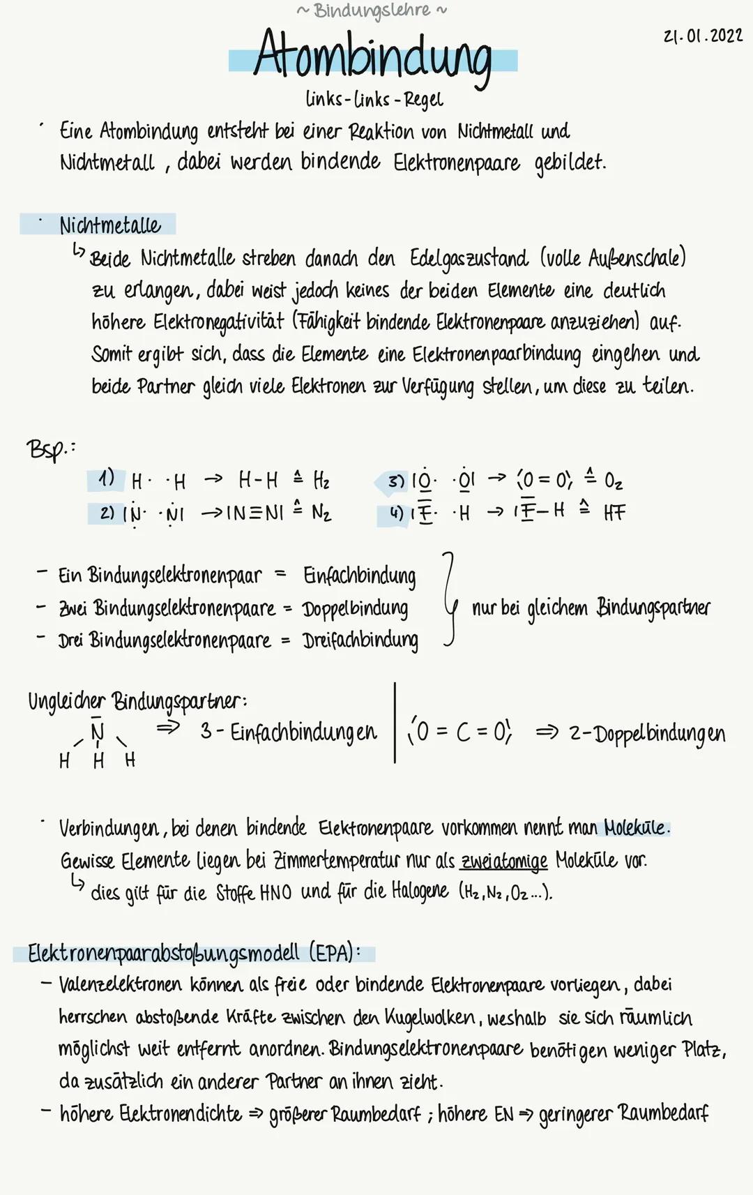 # Bindungslehre
Bindungen/Bindungsarten:
→ Es gibt drei verschiedene Bindungen, diese sind auch geografisch im
Periodensystem zu untersche