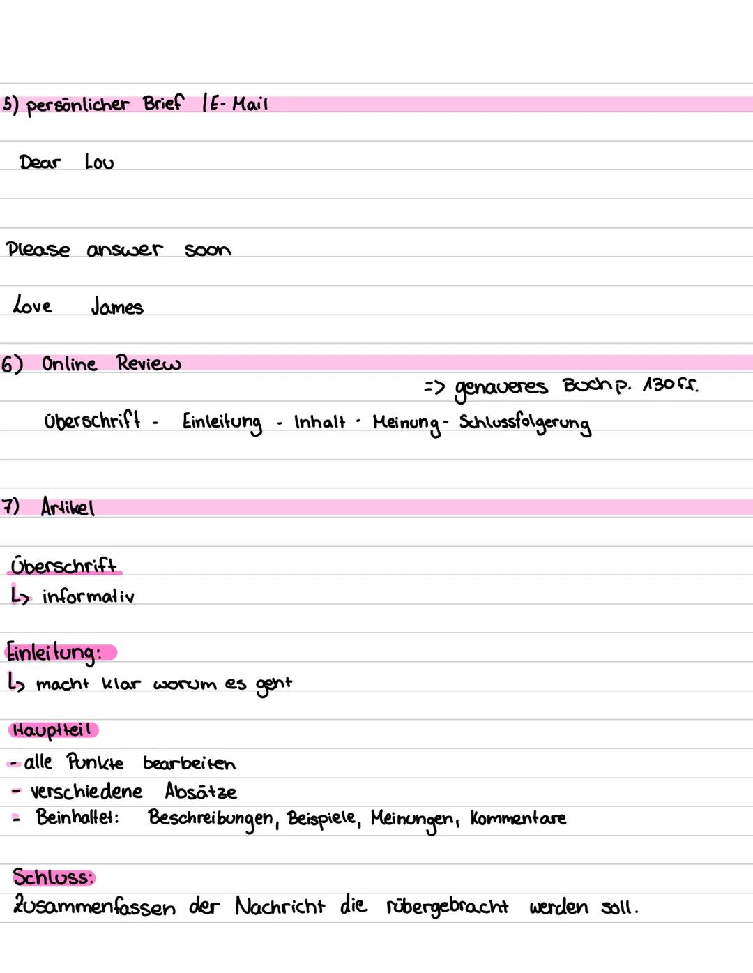 Guided Writing
Möglichkeiten:
formeller Brief / E-Mail
1) letter of complaint
2) letter of application
persönlicher Text
3) Tagebucheintrag