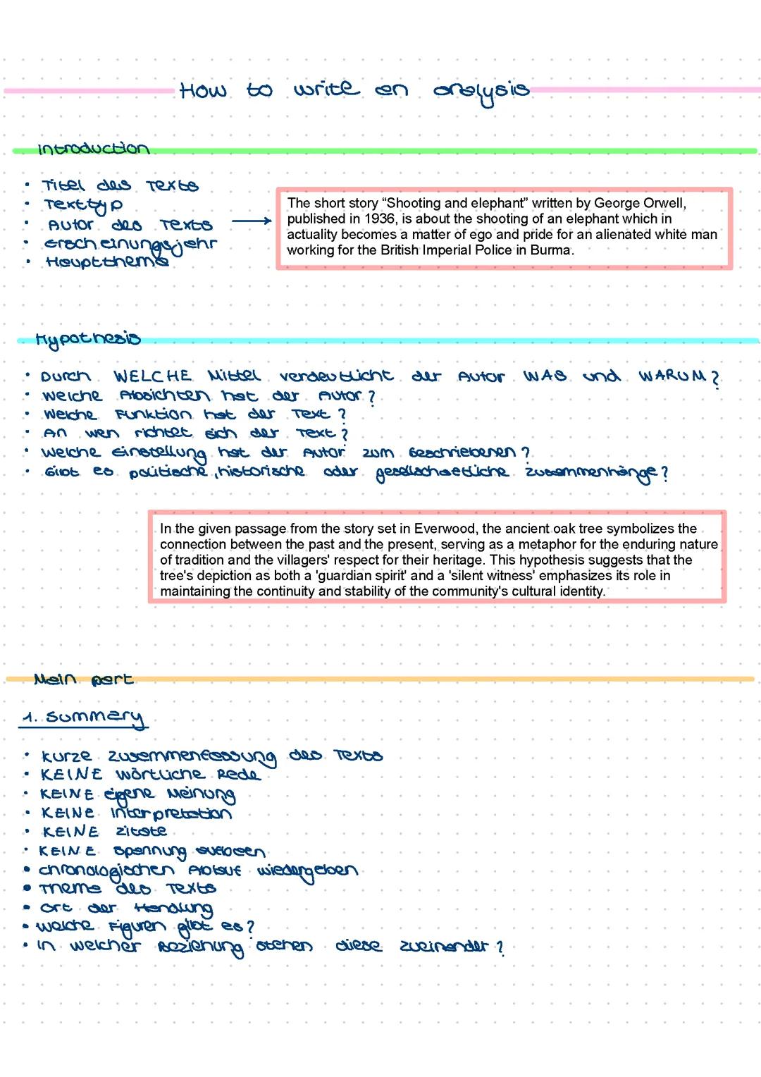 Wie schreibe ich eine Analyse auf Englisch?