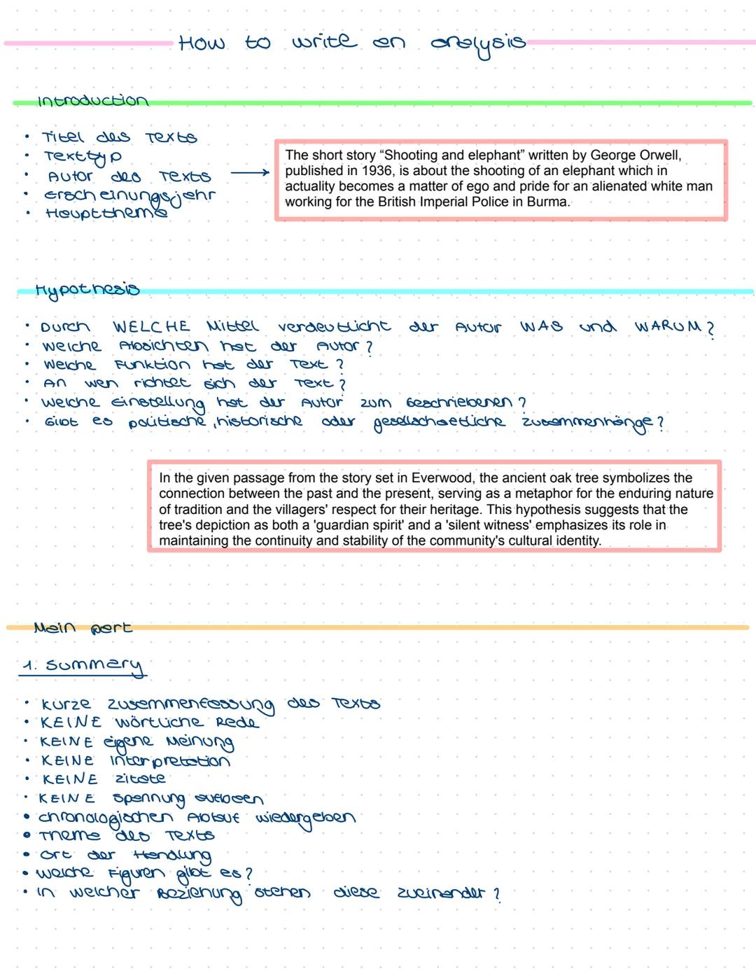 How to write en
analysis
Introduction
•
Titel des Texts
текстур
Autor
deo Texts
Erscheinungsjehr
Heupttheme
The short story "Shooting and el
