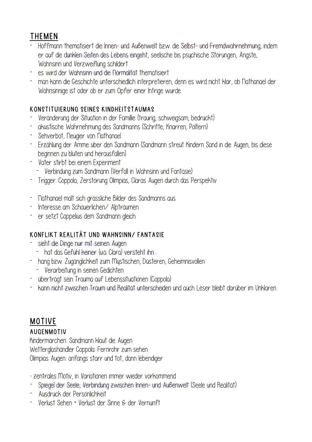 DER SANDMANN
ALLGEMEINE INFOS ZUM WERK
1816 veröffentlicht
geschrieben von Ernst Theodor Amadeus Hoffmann
gehört in die Epoche der Romantik