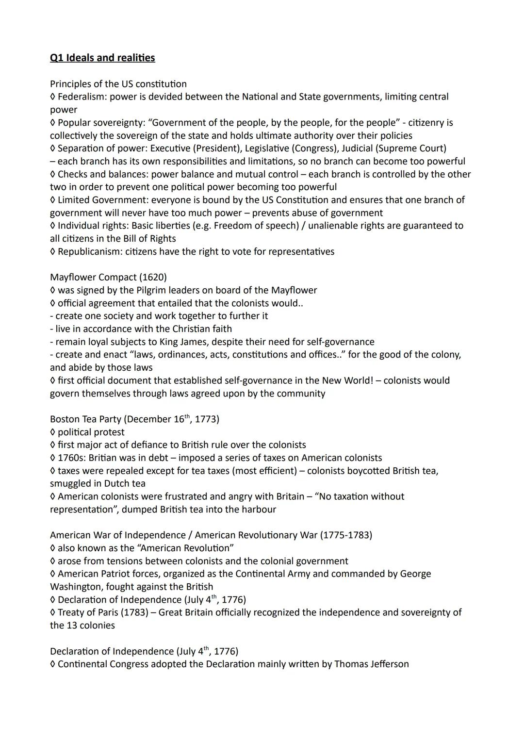 Englisch Leistungskurs Abitur 2024
Zusammenfassung Q1-Q3
Inhaltsverzeichnis
Q1 Ideals and realities
1.1 The USA - the formation of a nation