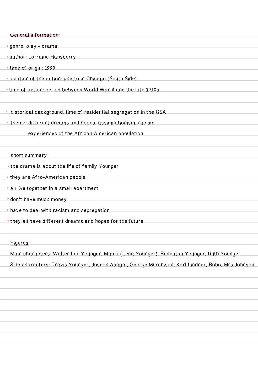 a raisin in the sun - zusammenfassung