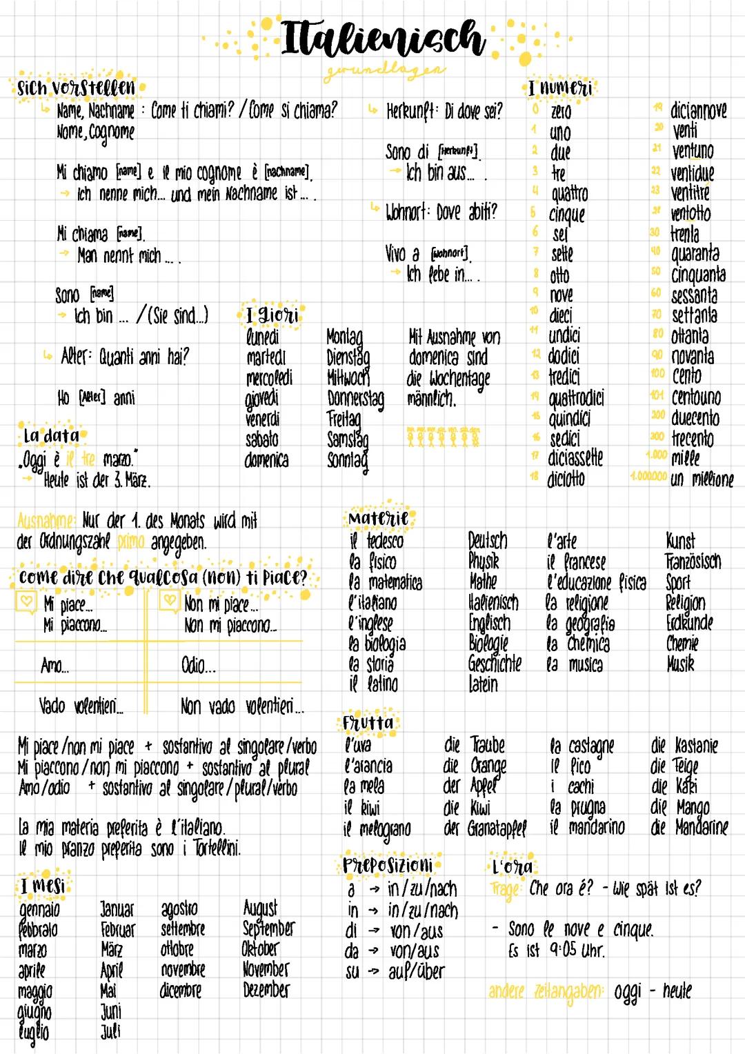 Italienisch Grundlagen