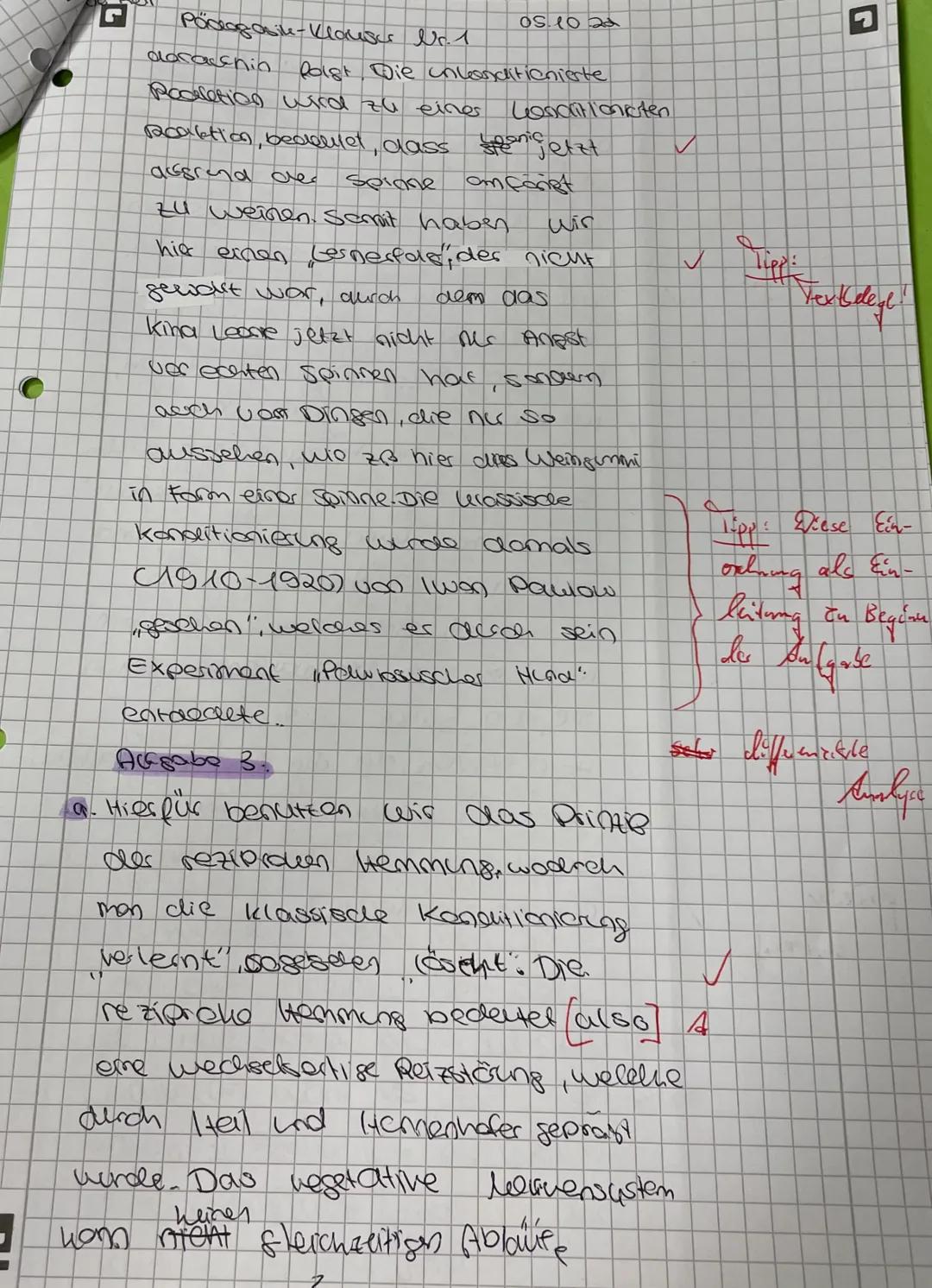 Pädagogik-Klausur Nr. 1:
Klassische Konditionierung
Name
Kurs:
pa1
Datum: 0510
15
10
Der Fall,,Leonie"
Über die Osterferien bleibt der Kinde