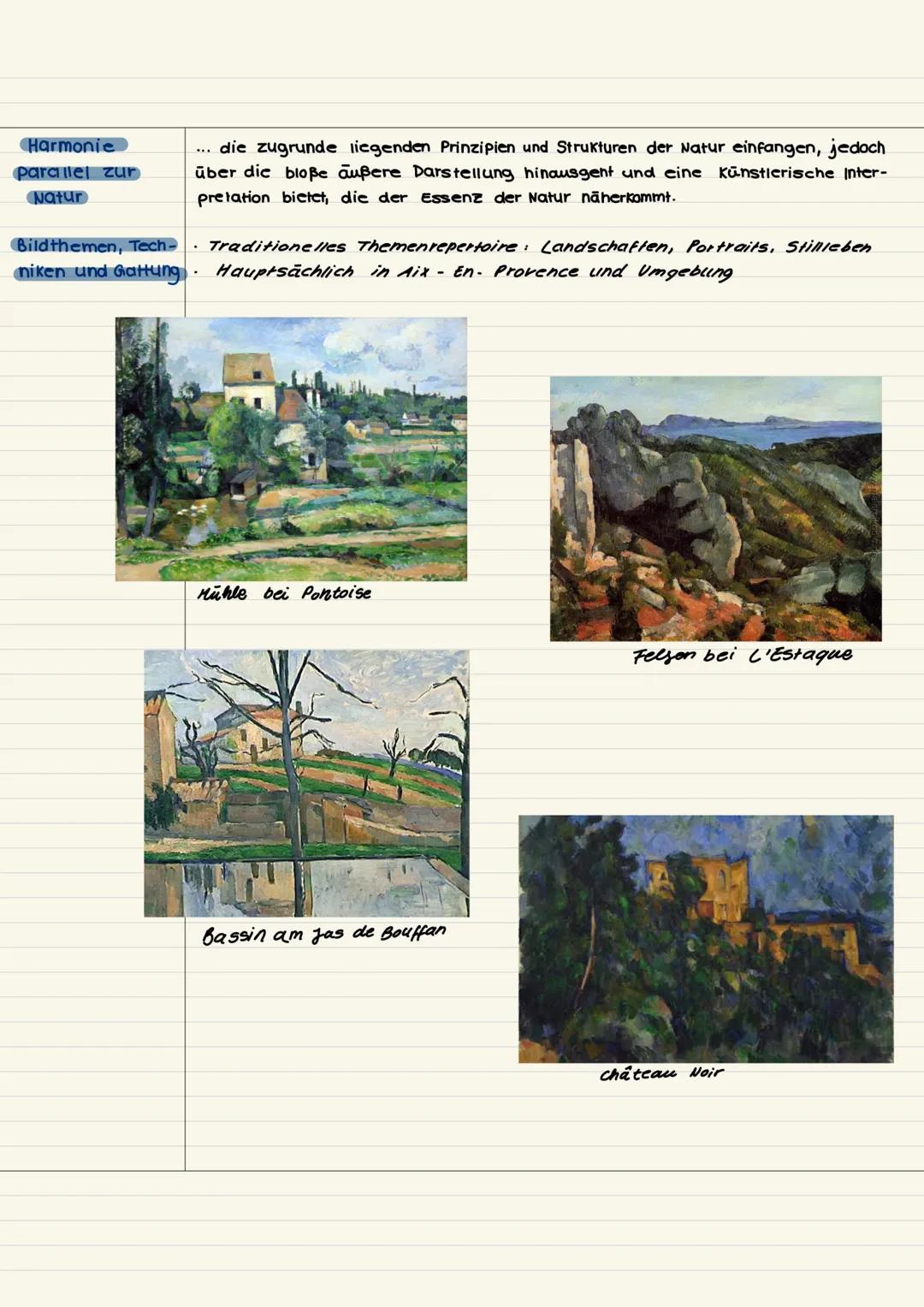 # Cézanne:
BIOGRAFIE
* 19.01.1894 in Aix-en-Provence in südfrantreich
* Freundschaft mit Émile Zola
* Jura Studium (Wunsch Vater), j
