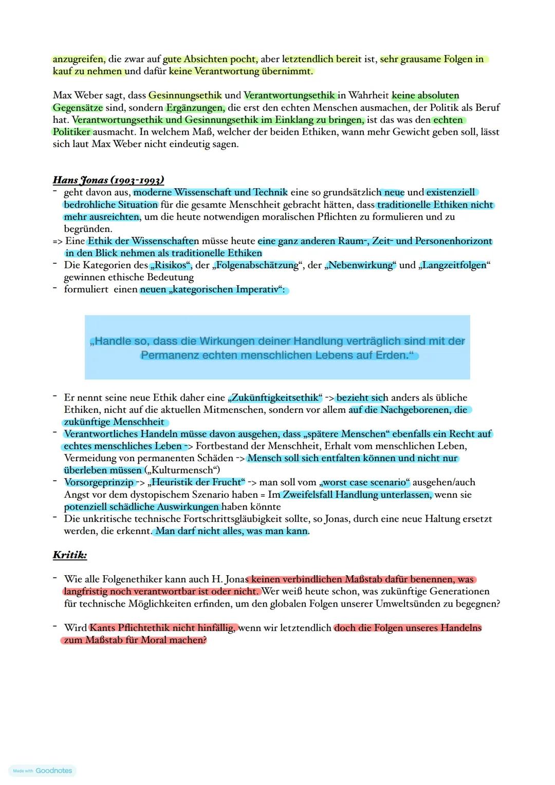 I. Verantwortung und Angewandte Ethik
4.1 Verantwortungsethik
Dimensionen des Verantwortungsbegriffs
Hans Jonas: Moderne Wissenschaft und Te