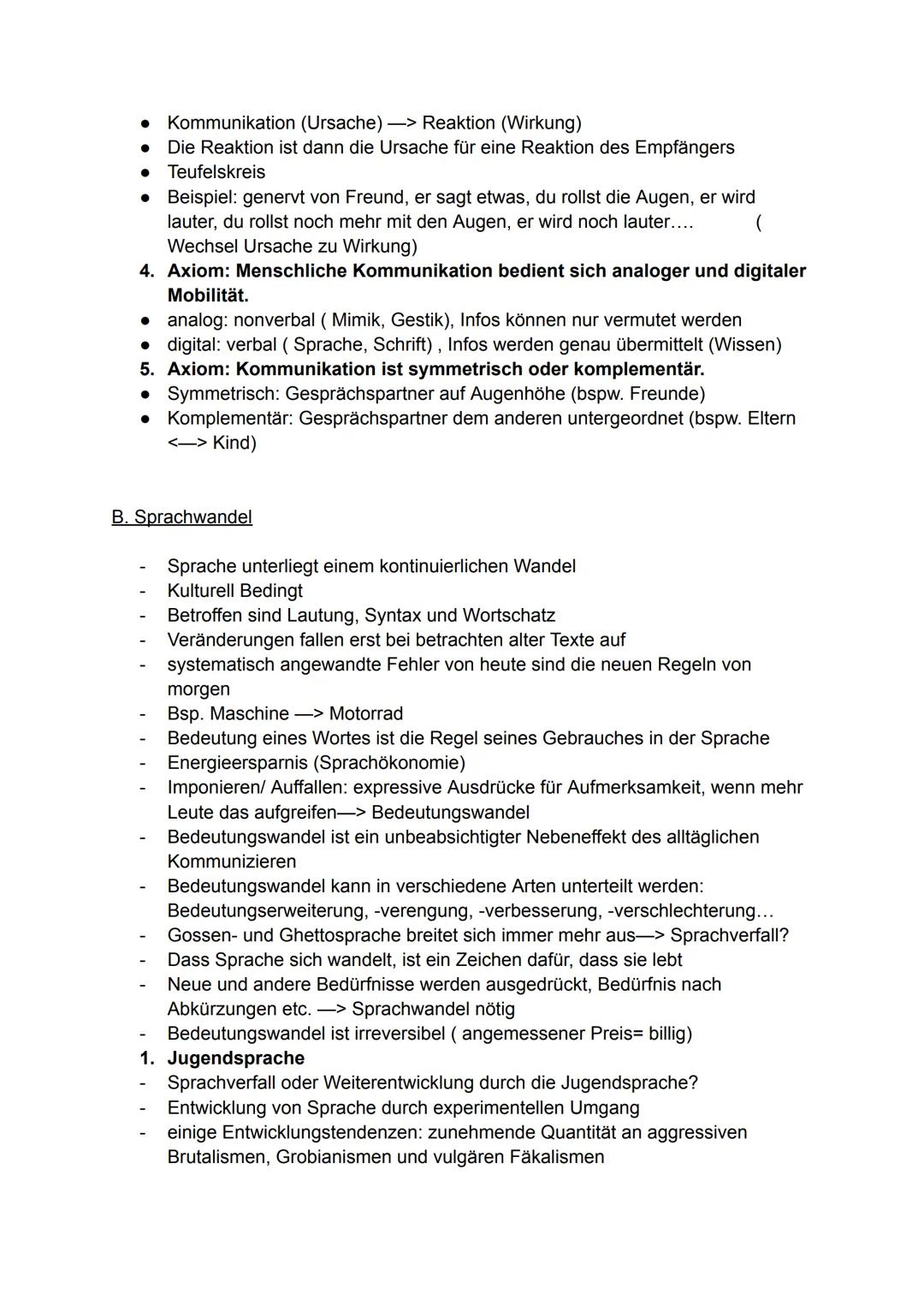 5. Linguistik
A. Kommunikationsmodell
Schulz von Thun: Vier- Ohren- Modell:
Jede Nachricht kann auf 4 verschiedene Weisen gehört bzw. interp
