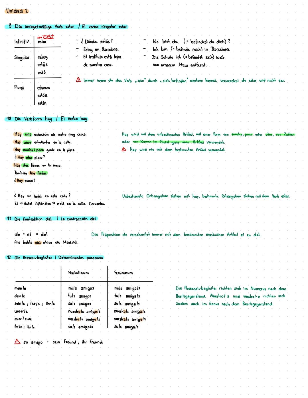 Unidad 1
↑ Regelmäßige Verben im Präsens / Verbos regulares en presente
Infinitiv
Sprechen
hablar
Verstehen
Wohnen
comprender
vivir
Singula