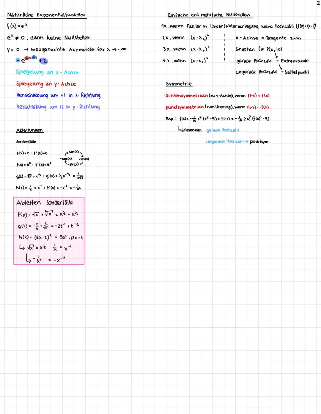 Analysis
Quadratische Gleichungen
ax2 bx +co (a #o).
Lösungsformel Mitternachtsformel
X112
-bib2-4ac
2a
=Term unter Wurzel :
<0, keine Lösun