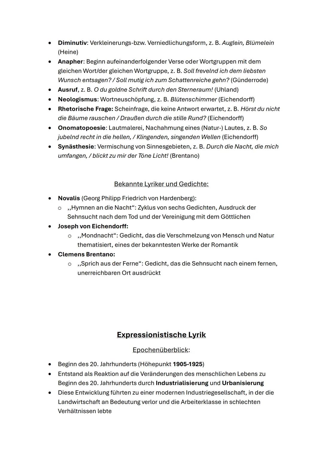 Lyrik der Romantik
Epochenüberblick:
. 1795-1848
•
Reaktion auf die Aufklärung und Klassik, Französische Revolution, Beginn der
Industrialis