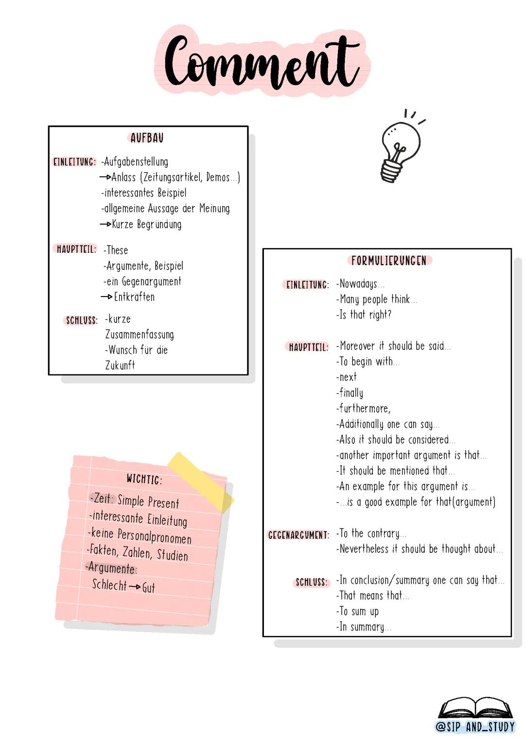 Englisch ZAP Lernzettel (Klasse 10)