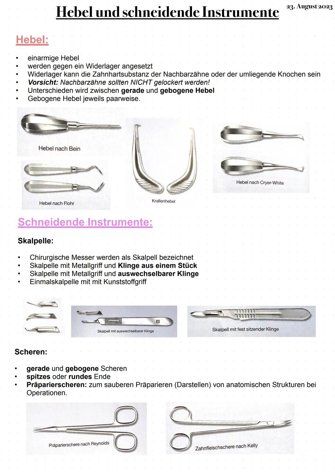 # Extraktionszangen
23. August 2023
Oberkiefer:
Front: gerade, Branchen schmal
Prämolaren: leicht s-förmig, Branchen schmal
Molaren: stark