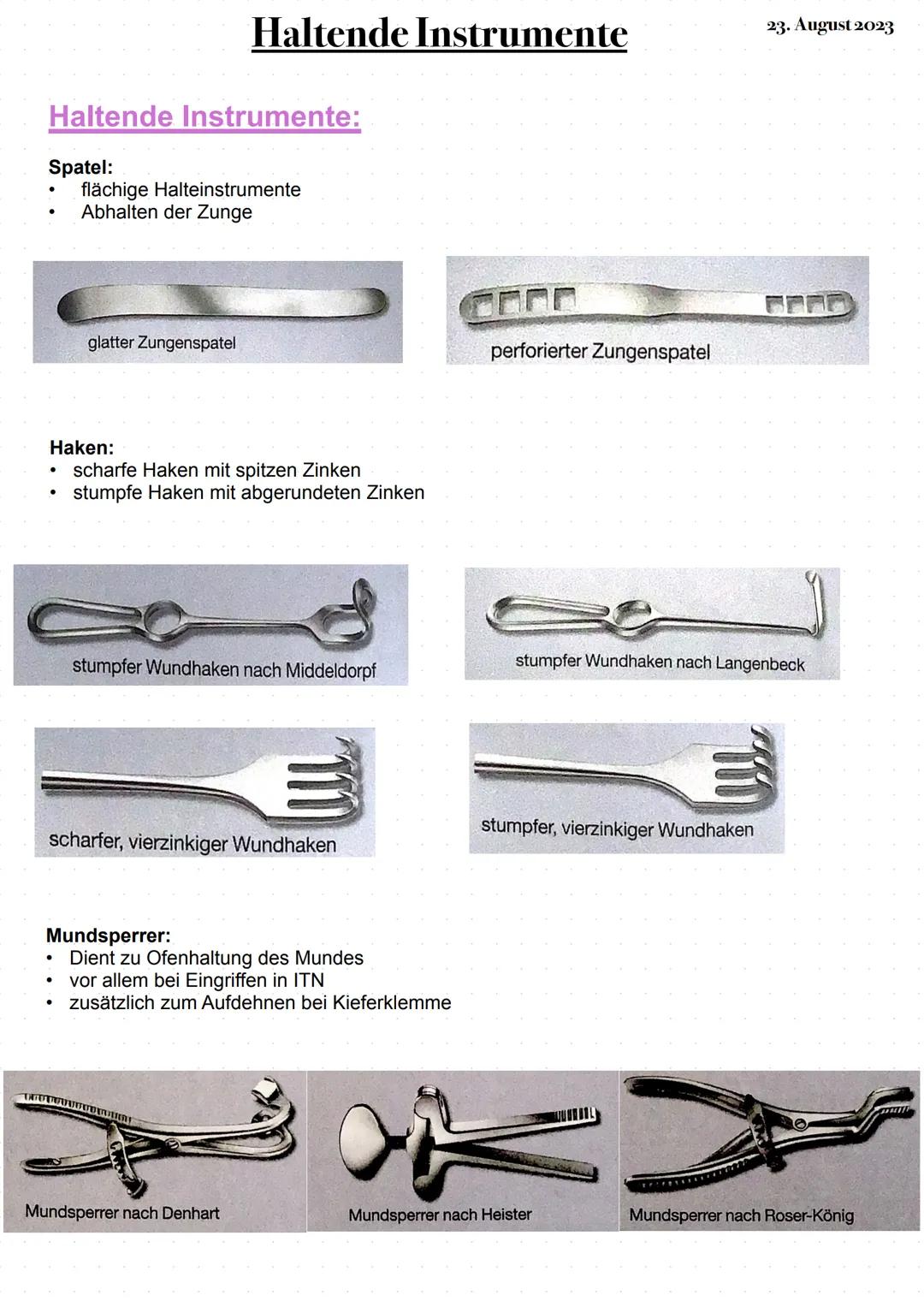 # Extraktionszangen
23. August 2023
Oberkiefer:
Front: gerade, Branchen schmal
Prämolaren: leicht s-förmig, Branchen schmal
Molaren: stark