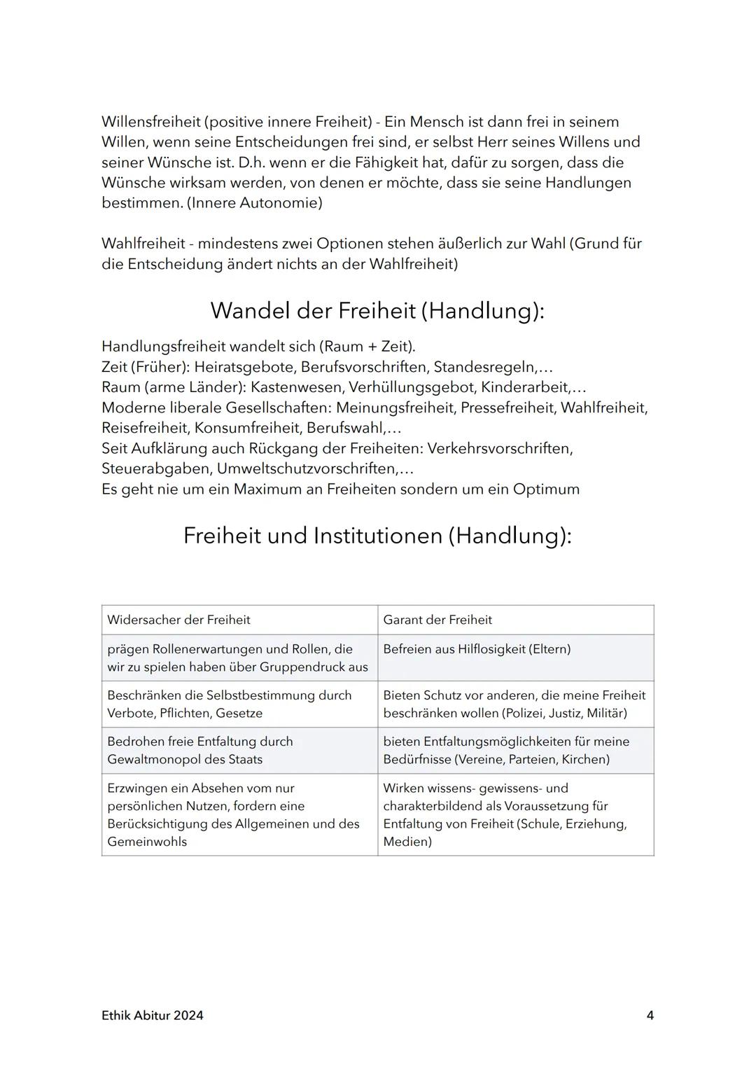 Mündliches Abitur 2024
Ethik
Königs Abi-Trainer (Mein Ziel: Abitur Ethik)
C.C.Buchner (Kolleg Ethik Neu)
Ethik Abitur 2024
1 1. Freiheit und