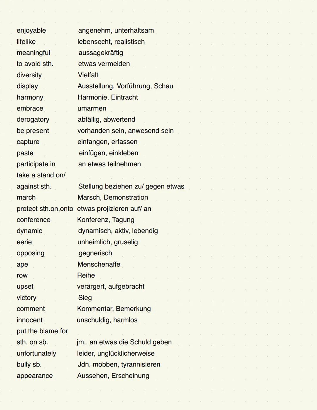 for now fürs Erste
aband on sb. jdn. verlassen/ im Stich lassen
breastfeed stillen
eventually schließlich, endlich
literally (wort)wörtlich,