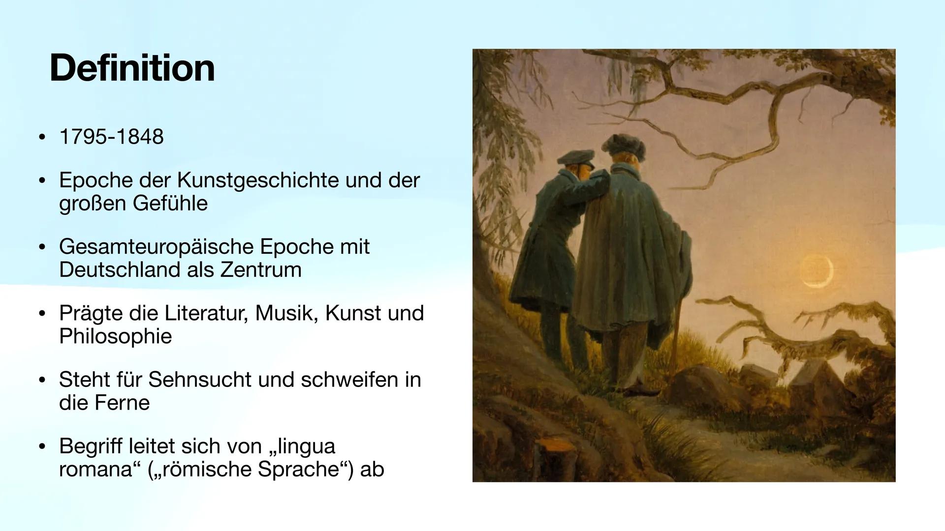 # Die Epoche der Romantik
„Die Welt muss romantisiert werden. So findet man den
ursprünglichen Sinn wieder.“-Novalis
Maira Hauck # Definit