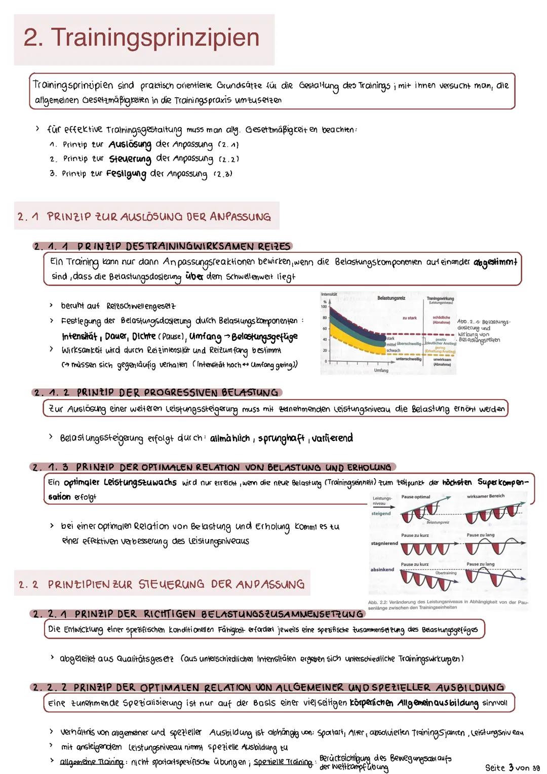 Trainingsprinzipien Sport und Training LK