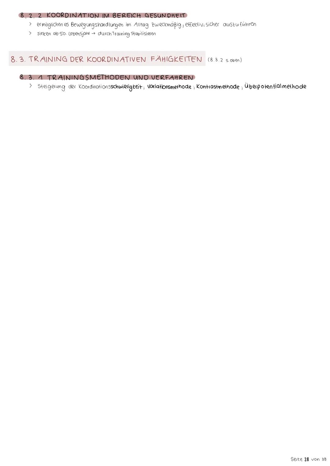 8. Koordination
Koordination bezeichnet das zusammenwirken von zentralnervensystem und Skelettmuskulatur
(Neuromuskulares system).
Die koor