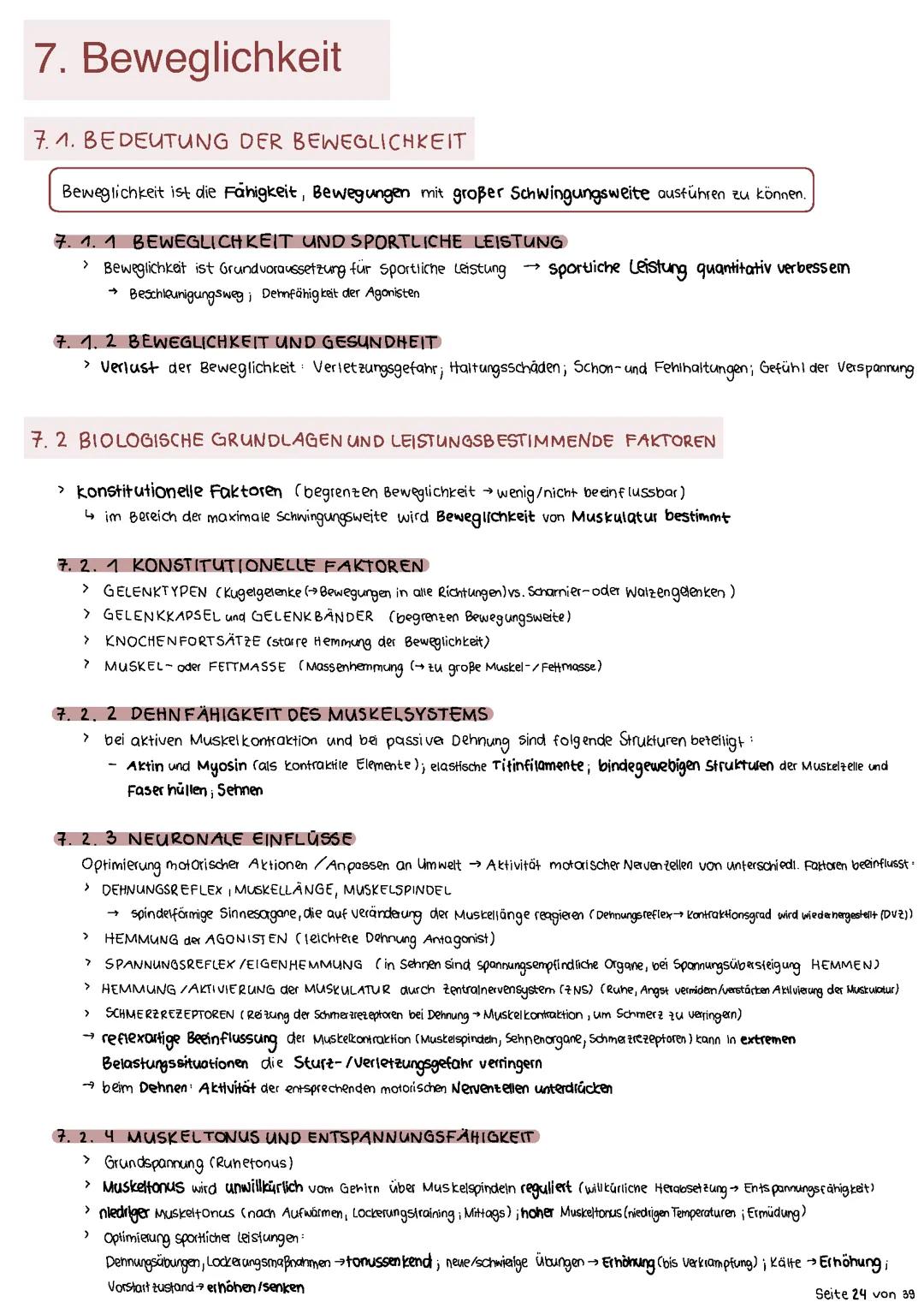 Zusammenfassung Beweglichkeit Sport LK Theorie