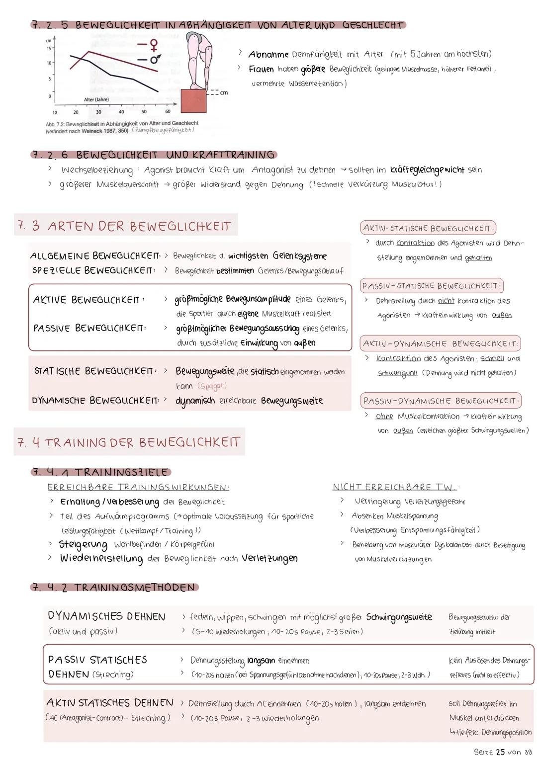 7. Beweglichkeit
7.1. BEDEUTUNG DER BEWEGLICHKEIT
Beweglichkeit ist die Fähigkeit, Bewegungen mit großer Schwingungsweite ausführen zu könne