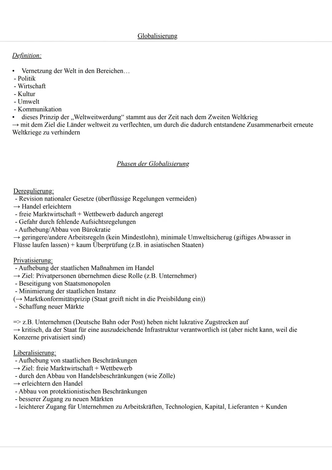 Globalisierung
Definition:
•
Vernetzung der Welt in den Bereichen...
- Politik
- Wirtschaft
- Kultur
- Umwelt
- Kommunikation
•
dieses Prinz