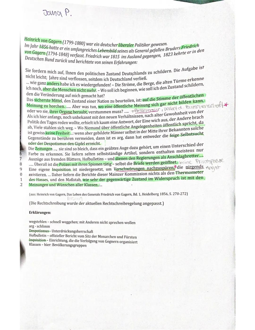 12/1 Geschichte
Thema:
Name:
Aufgaben:
Jana P.
1. Klausur am 07.11.2022
Restauration und Revolution im Vormärz
Bruder
vom
1. Gib mit eigenen