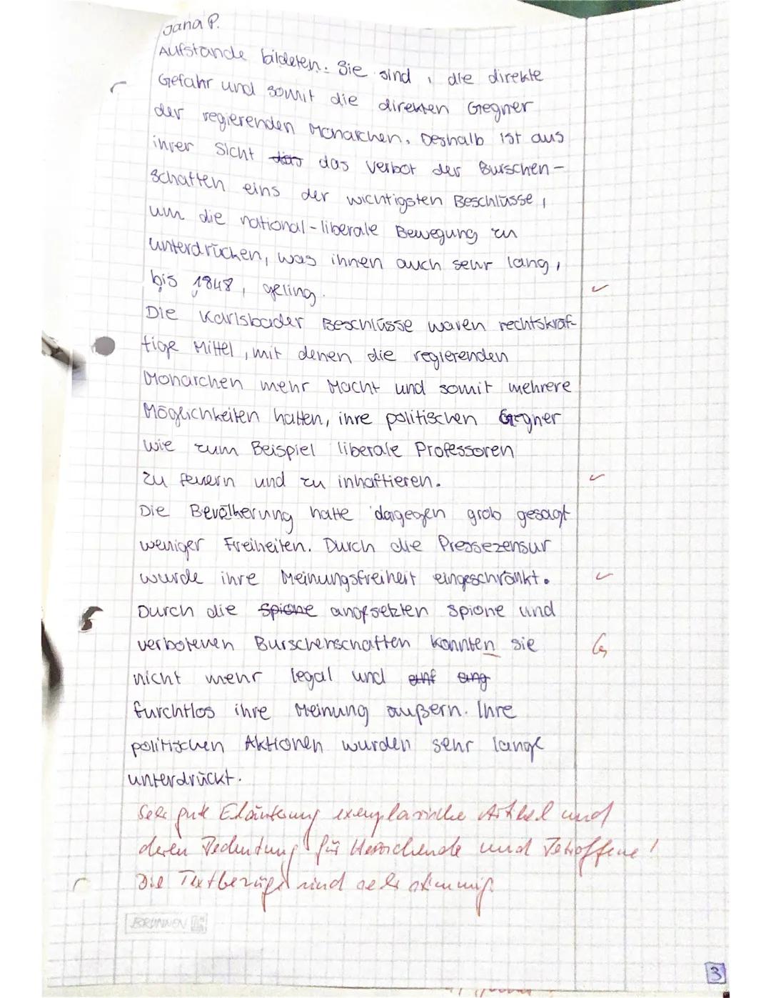 12/1 Geschichte
Thema:
Name:
Aufgaben:
Jana P.
1. Klausur am 07.11.2022
Restauration und Revolution im Vormärz
Bruder
vom
1. Gib mit eigenen