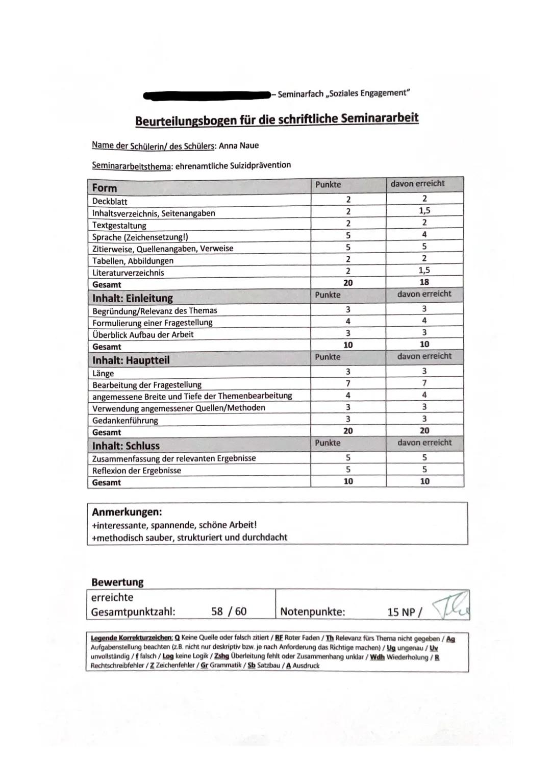 Seminararbeit zum Thema Suizidprävention